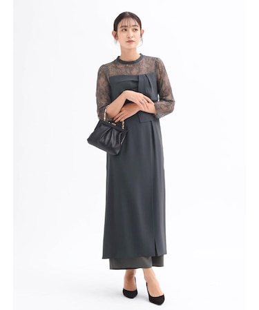 パンツレイヤードスリットドレス