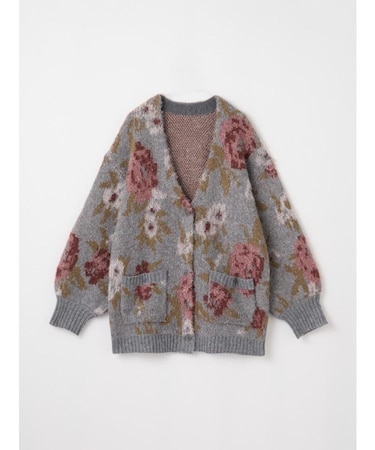 フラワーラメニットカーディガン
