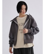 ギャザースリーブジップアップパーカー