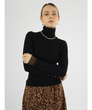 レイヤード配色リブニット