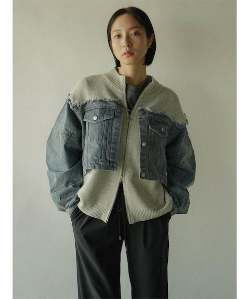 デニムドッキングジップアップブルゾン｜メドックの通販｜&mall