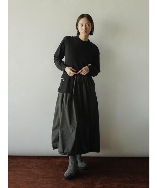 アシンメトリー異素材ドッキングワンピース｜メドックの通販