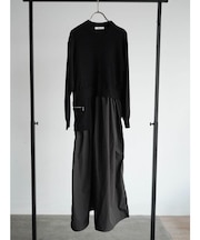 アシンメトリー異素材ドッキングワンピース