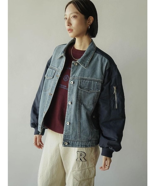 デニムドッキングMA-1ジャケット｜メドックの通販｜&mall（アンド