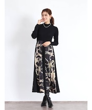 スカーフプリントドッキングワンピース