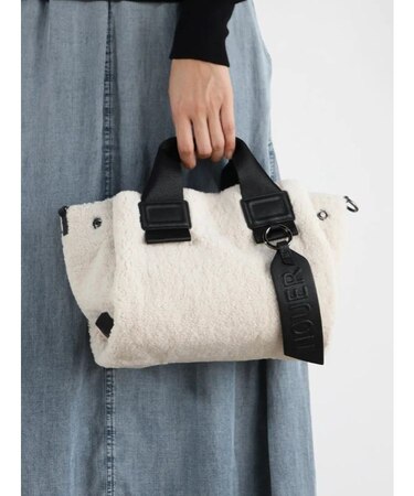ボアミニマルトートバッグ(ivory/charcoal gray)