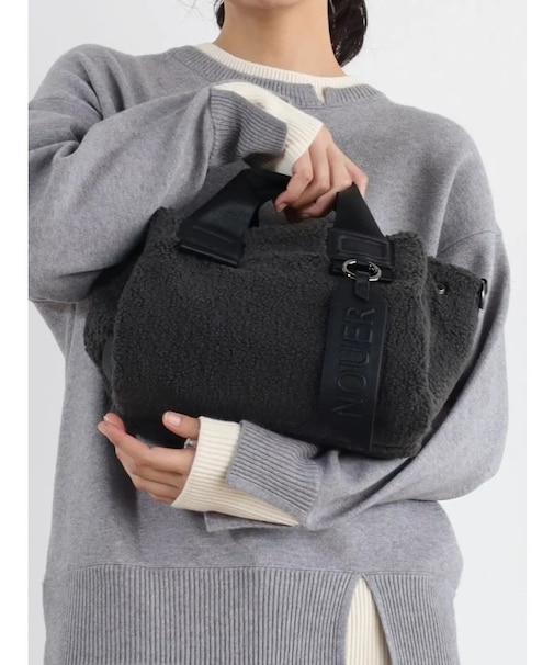 ボアミニマルトートバッグ(ivory/charcoal gray)