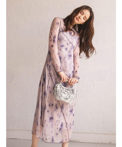 シアーニュアンスアシンメトリーワンピース