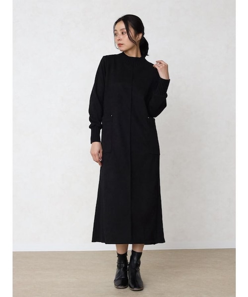 フェイクスエード×リブハイネックワンピース｜メドックの通販｜&mall