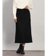 フェイクスエード×リブIラインスカート