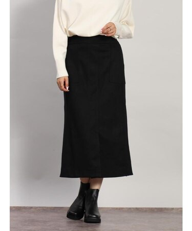 フェイクスエード×リブIラインスカート