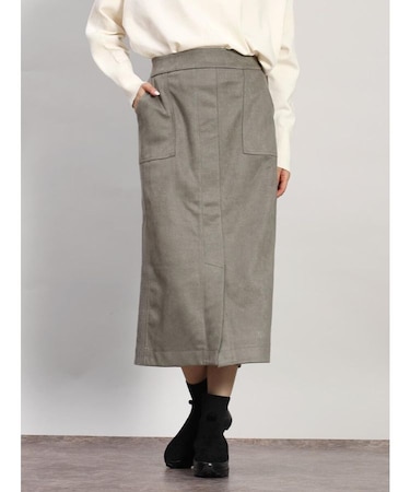 フェイクスエード×リブIラインスカート