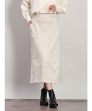 フェイクスエード×リブIラインスカート