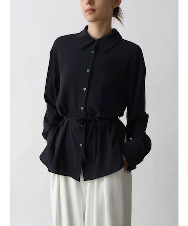 バックネックボタンウエストリボンシャツ