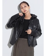 ダウンフード付きライダースジャケット