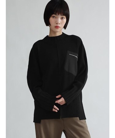 ストラップポケットスリットニット