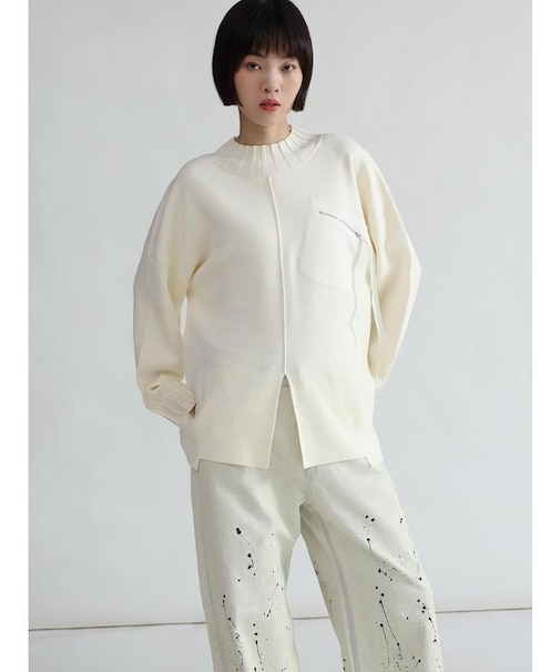 ストラップポケットスリットニット