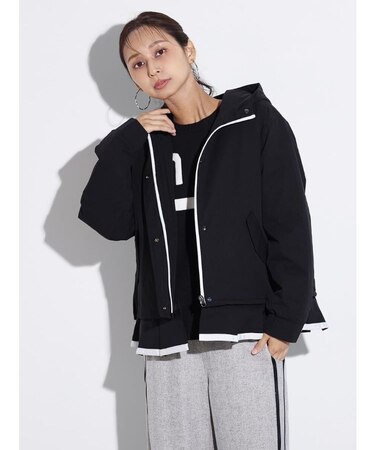 プリーツヘムフーディーブルゾン