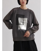 異素材ミックスロゴプルオーバー