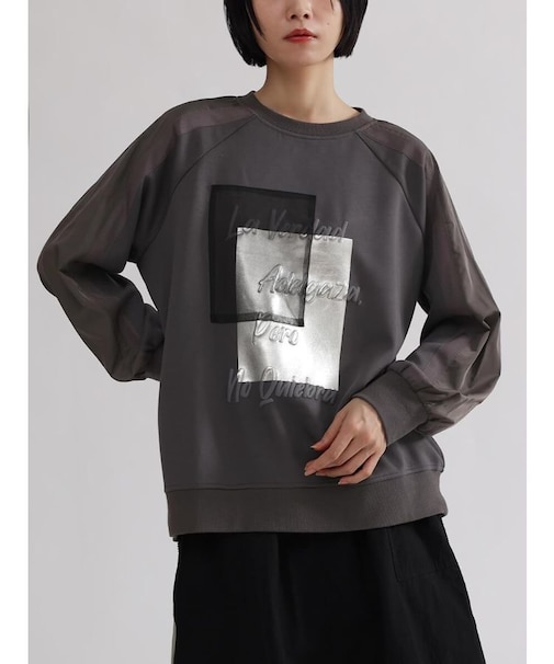 異素材ミックスロゴプルオーバー