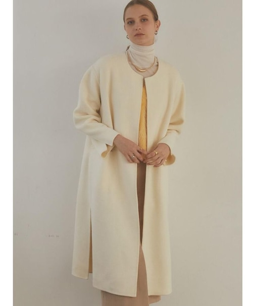 【尾州】Super 140`s Double beaver No-collar Midi Coat