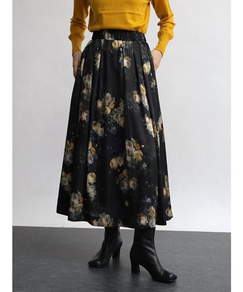 新品未使用】フラワープリントタックフレアスカート ヴィンテージ