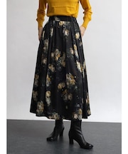 ヴィンテージフラワープリントタックフレアスカート