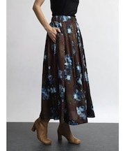 ヴィンテージフラワープリントタックフレアスカート