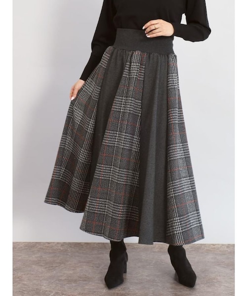 グレンチェックフレアスカート｜メドックの通販｜&mall（アンドモール