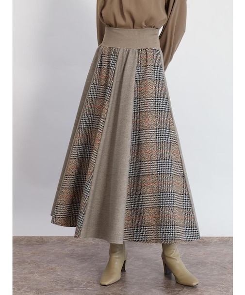 グレンチェックフレアスカート