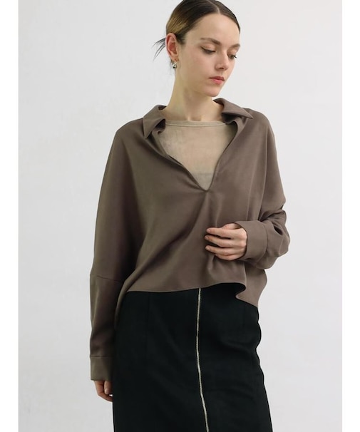 スエードライクスキッパーブラウス