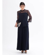 ペプラム切替ブラウス&パンツセットアップ