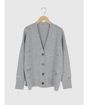 ロゴ刺繍デザインニットカーディガン