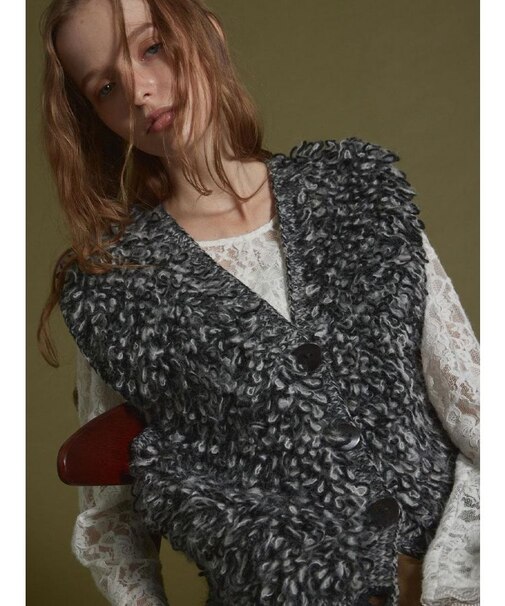 ミックスカラーループヤーンニットベスト