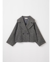 ラメツイードショートPコート