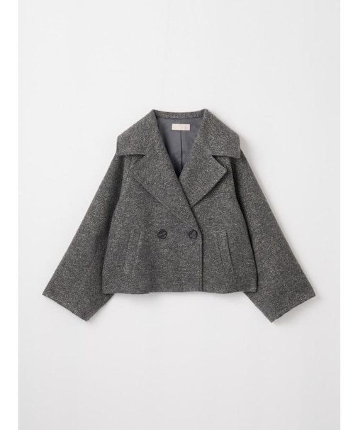 ラメツイードショートPコート