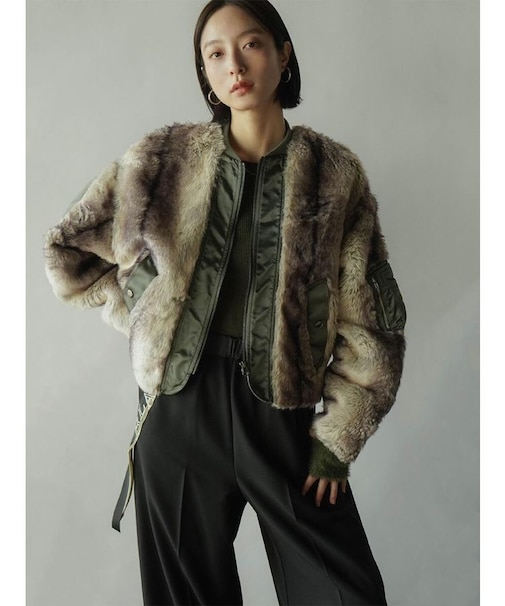 グラデーションフェイクファージャケット