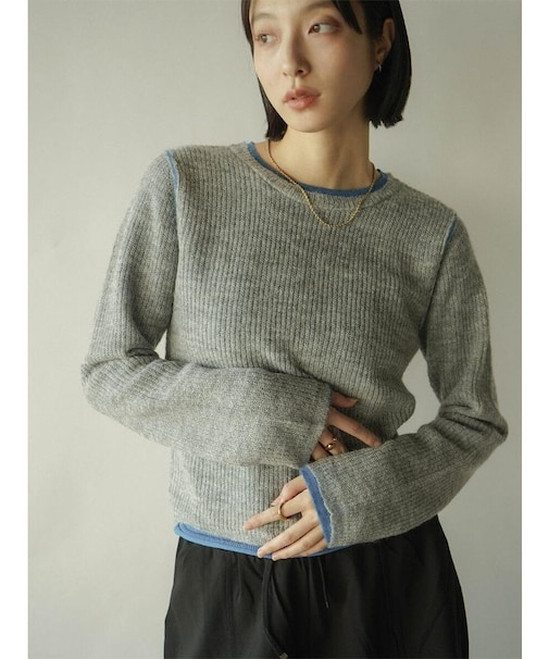 シアーモヘアレイヤードニット