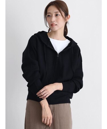 ジップアップニットフーディー