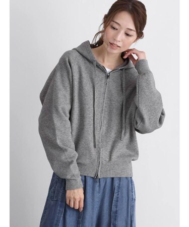 ジップアップニットフーディー