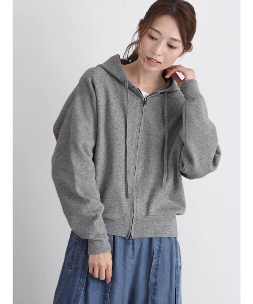 ジップアップニットフーディー