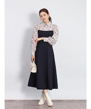 花柄ドッキングニットワンピース