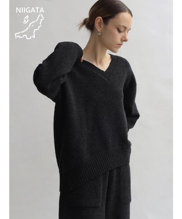 【新潟】パイル地リバーシブルニットVネックPO