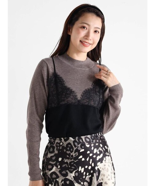 レースキャミレイヤードニット