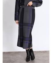 ビッグチェックニットスカート