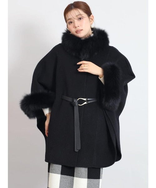 ファーポンチョ ウエストベルト付き ベルテッドファーポンチョ｜メドックの通販｜&mall（アンドモール