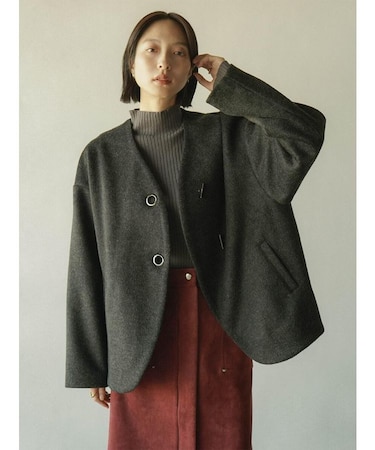 ノーカラーコクーンジャケット