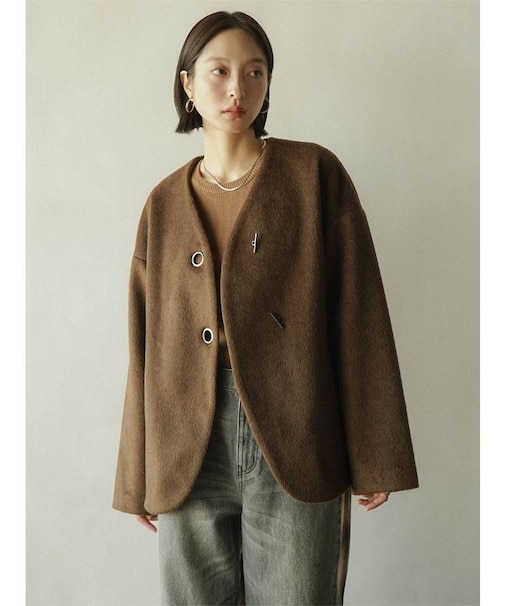 ノーカラーコクーンジャケット