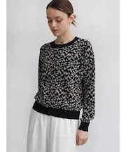 柄ニットクロップドカーディガン