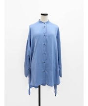 スエードサテンノーカラーシャツ